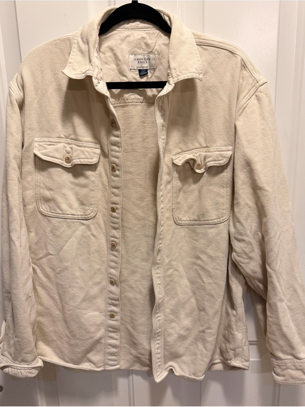 American Eagle Outfitters Beige/Cream Button-Front Utility Shirt